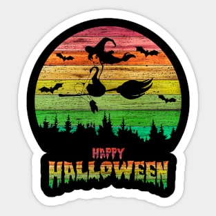 Vintage Halloween Girl Witch Sticker